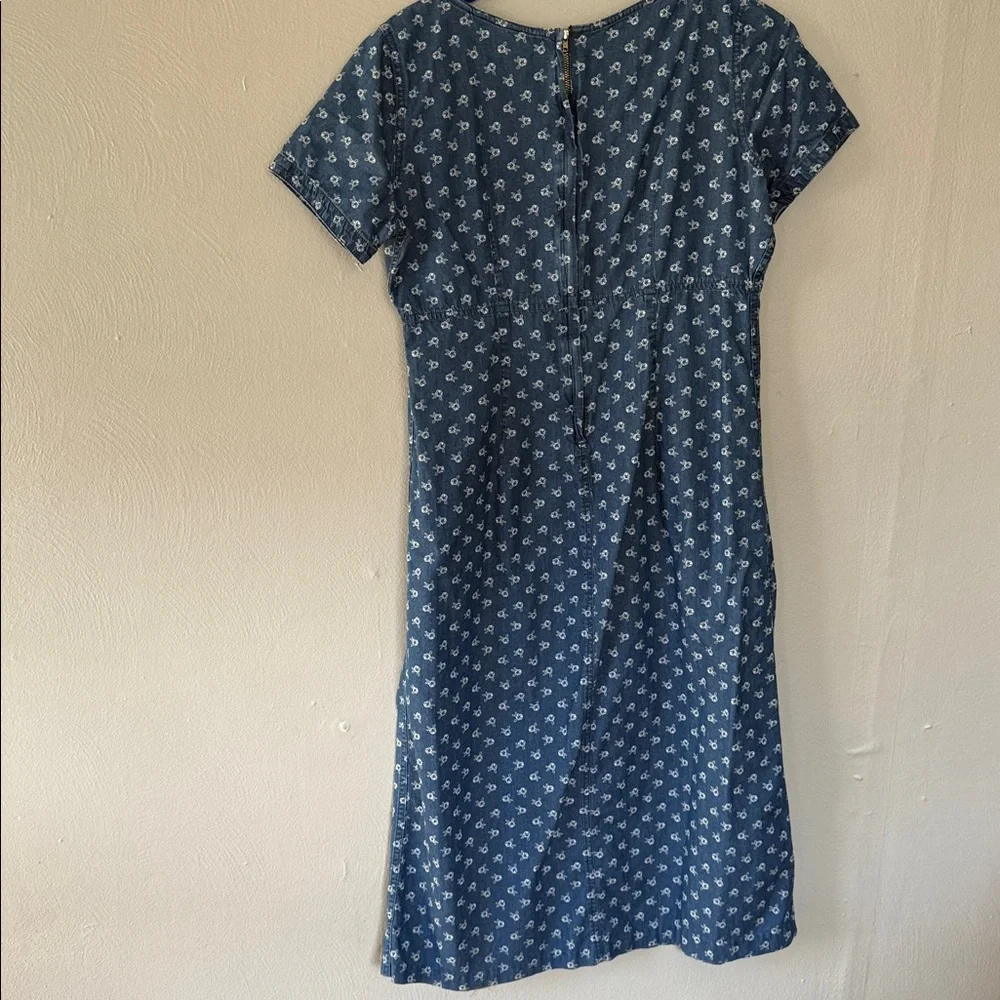 Vintage Liz Claiborne Navy Patterned Midi Dress 8 - Picture 5 of 6